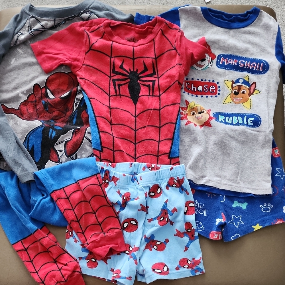 Lot of 3 Sets of Spider-Man and Paw Patrol Kids Pajamas